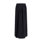Black Fleece Wool Long Skirt