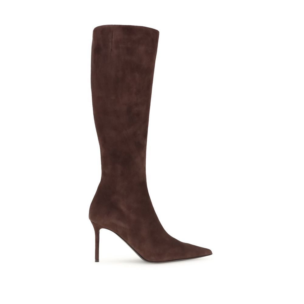 Brown Leather High Heel Boots