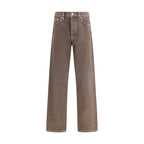 Brown Cotton Relaxed Fit Jeans