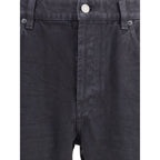 Black Cotton Straight-Leg Jeans