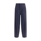 Blue Fleece Wool Casual Pants