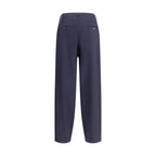 Blue Fleece Wool Casual Pants