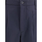Blue Fleece Wool Casual Pants