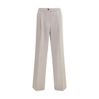 Beige Polyester Casual Pants