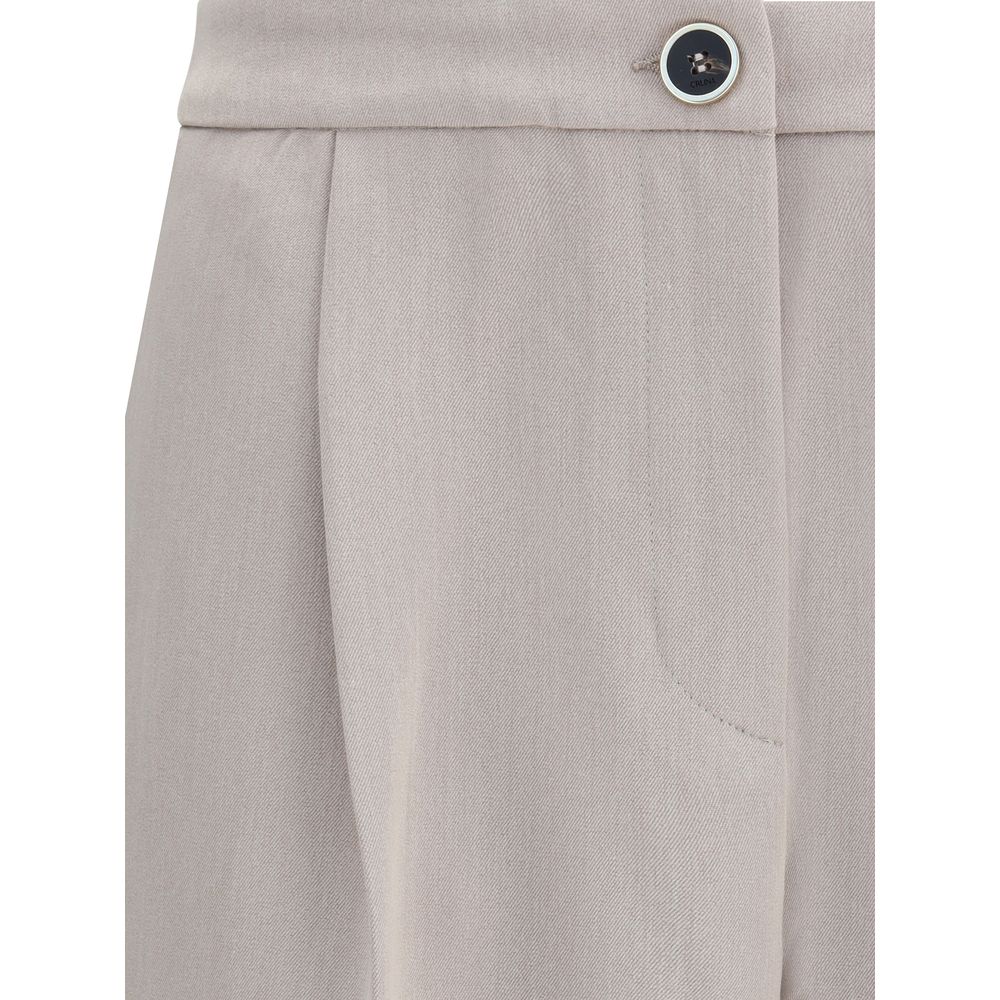 Beige Polyester Casual Pants