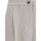 Beige Polyester Casual Pants