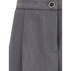 Gray Polyester Casual Pants