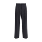 Black Polyester Casual Pants