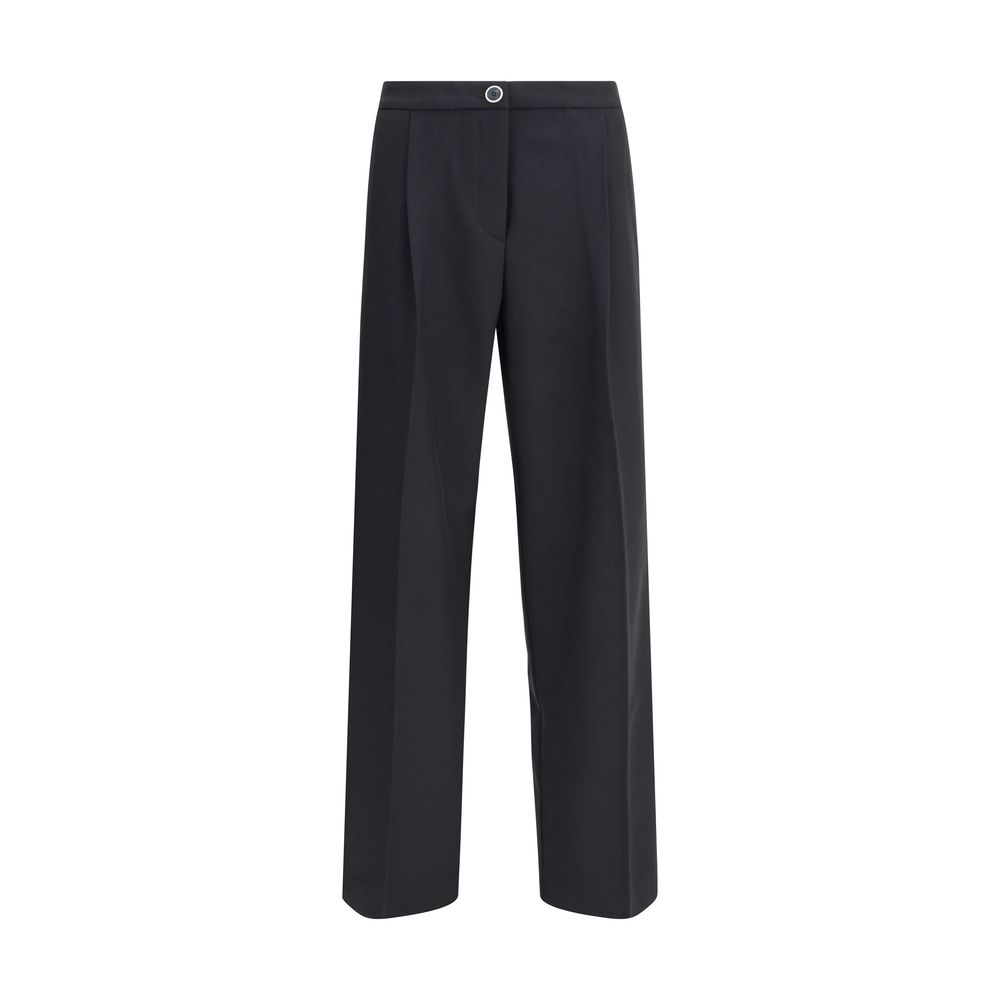 Black Polyester Casual Pants