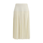 White Fleece Wool Midi Skirt