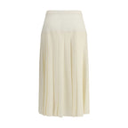 White Fleece Wool Midi Skirt