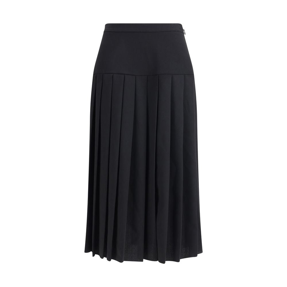 Black Fleece Wool Midi Skirt