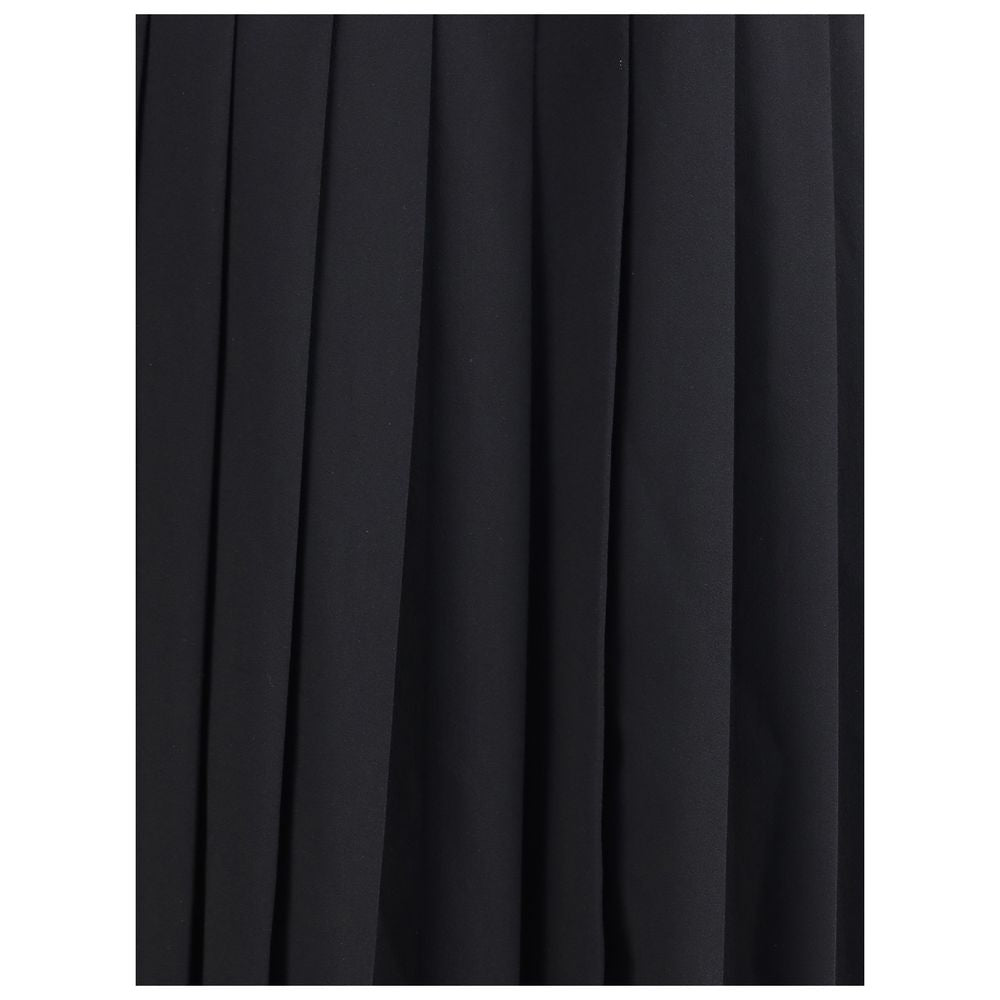 Black Fleece Wool Midi Skirt