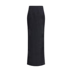 Black Fleece Wool Long Skirt