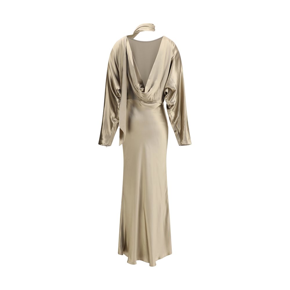 Gold Viscose Casual Dress