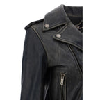 Black Calf Leather Bos Taurus Biker Jacket