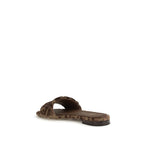 Brown Viscose Flat Sandals