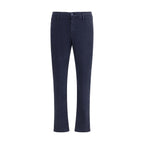 Blue Cotton Casual Pants
