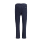 Blue Cotton Casual Pants