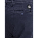 Blue Cotton Casual Pants