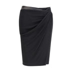 Black Viscose Midi Skirt