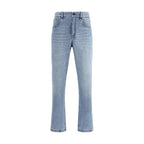 Light Blue Cotton Straight-Leg Jeans