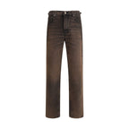 Brown Cotton Relaxed Fit Jeans