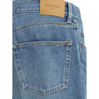 Blue Cotton Straight-Leg Jeans