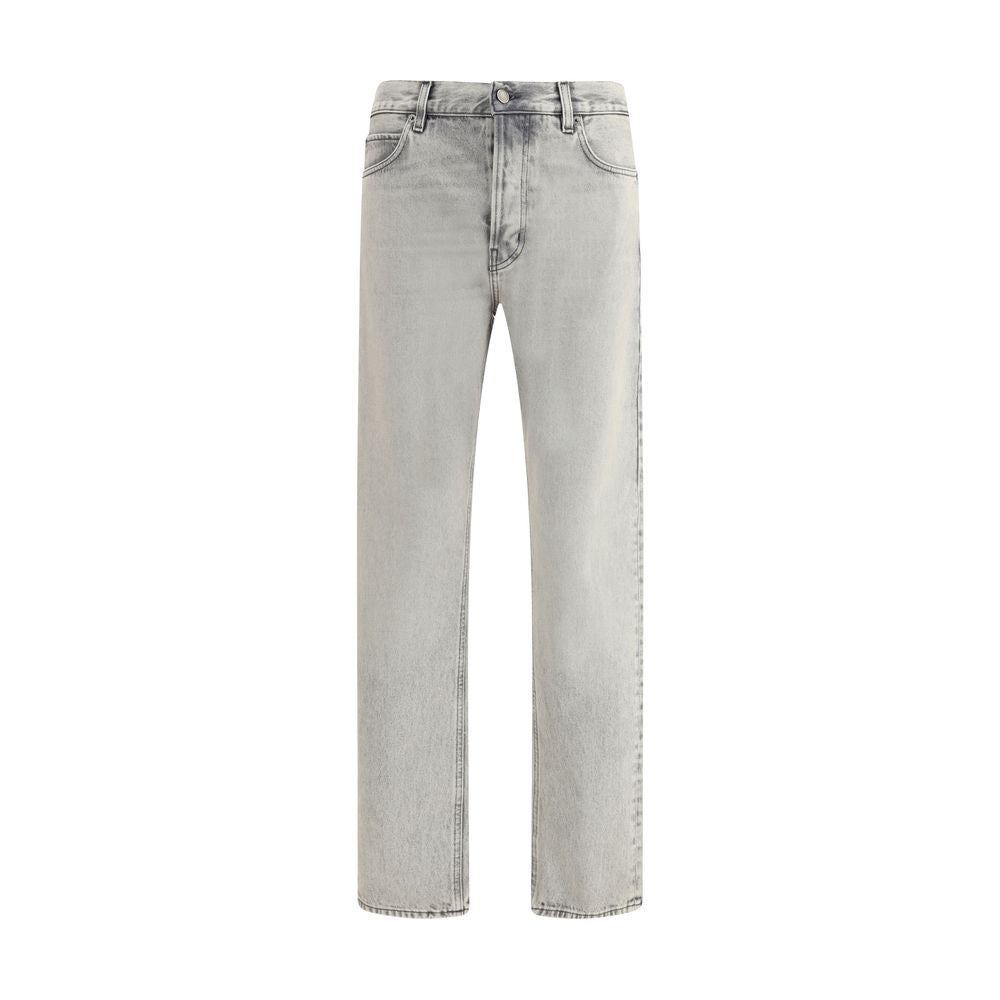 Light Blue Cotton Straight-Leg Jeans