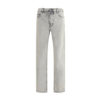 Light Blue Cotton Straight-Leg Jeans