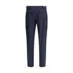 Blue Wool Cargo Pants