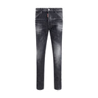 Black Cotton Slim Fit Jeans