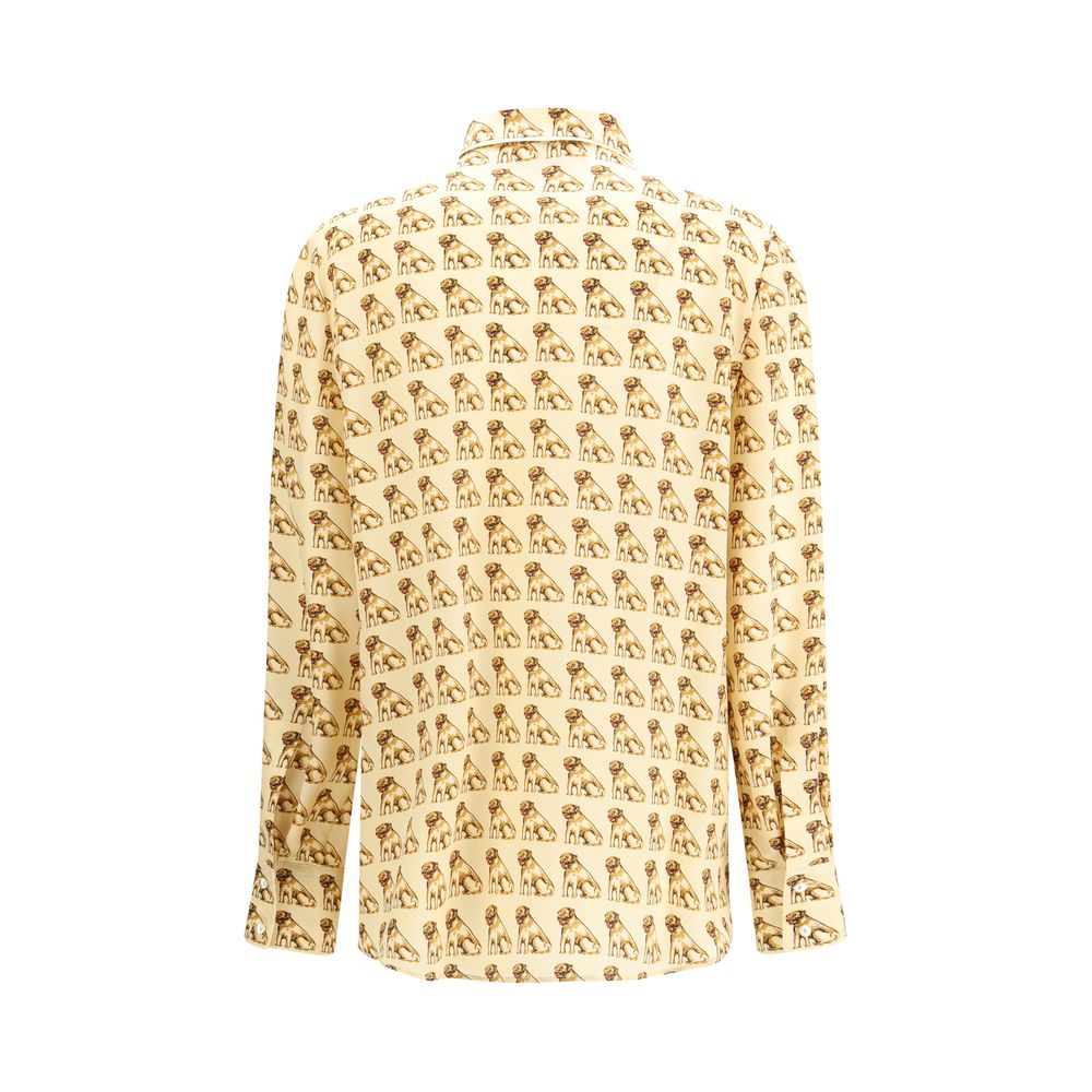 Beige Silk Pattern Shirt