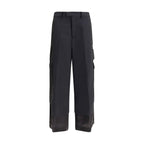 Black Polyester Cargo Pants