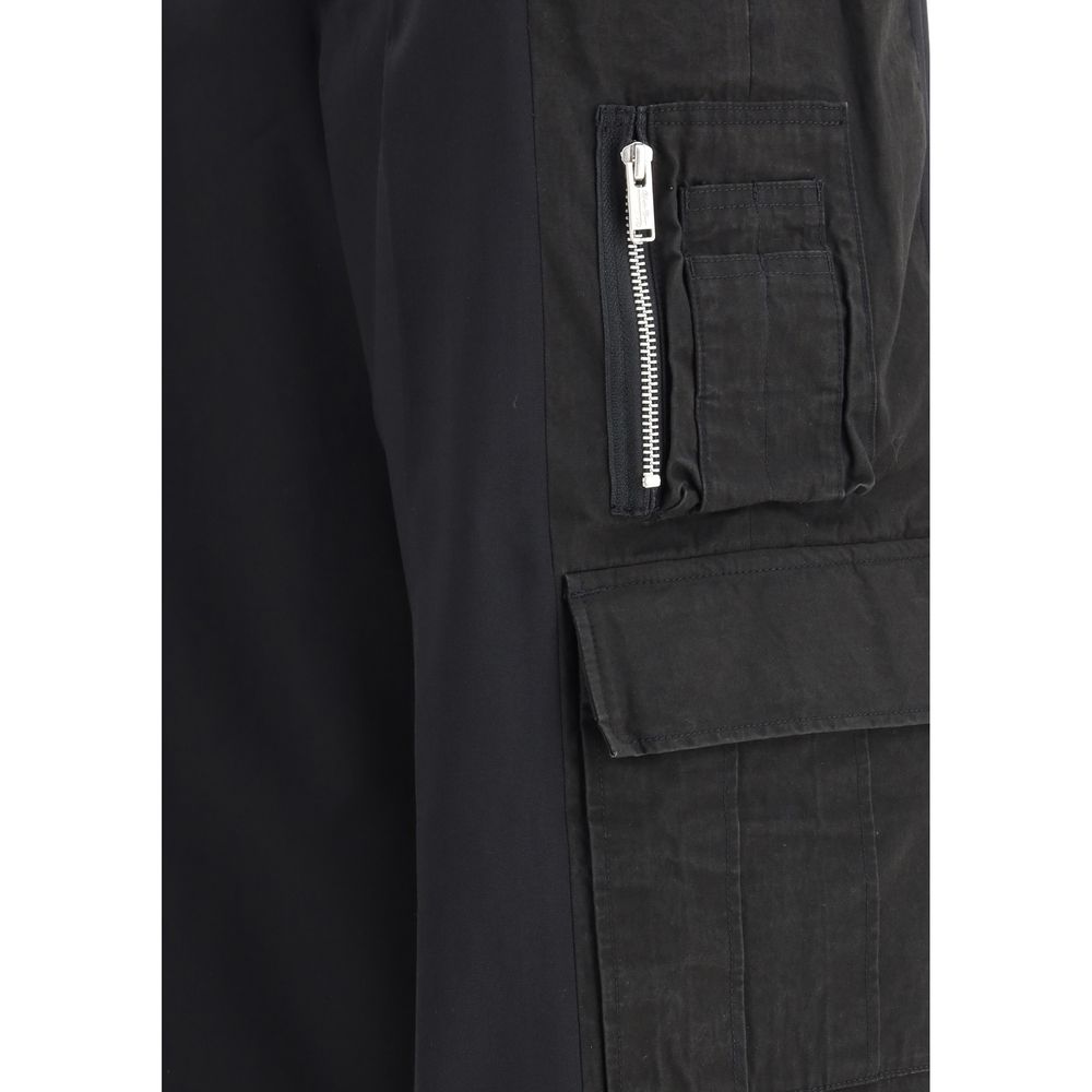 Black Polyester Cargo Pants