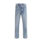 Light Blue Cotton Straight-Leg Jeans