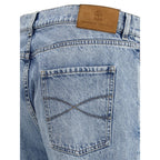 Light Blue Cotton Straight-Leg Jeans