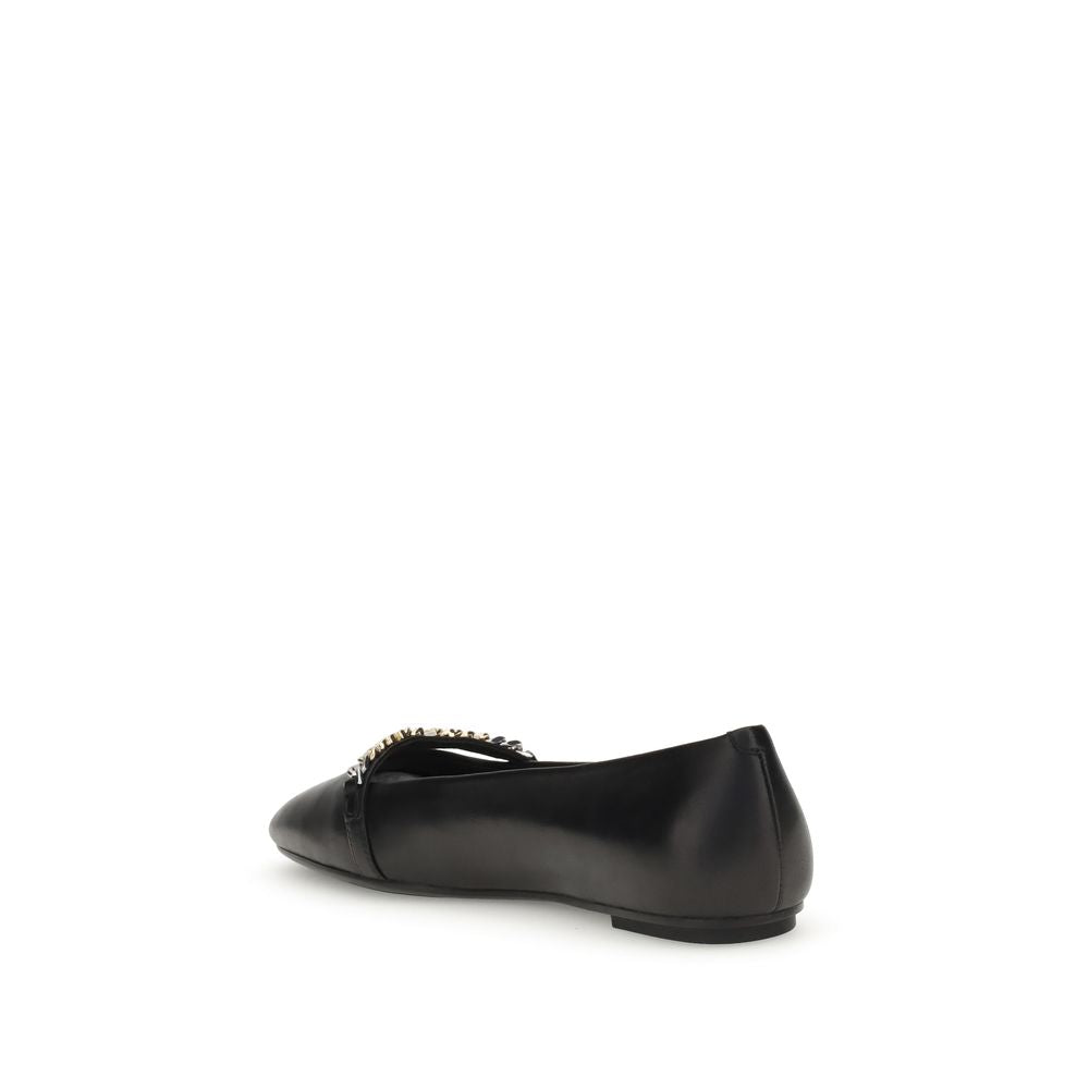 Black Calf Leather Bos Taurus Ballet Flats
