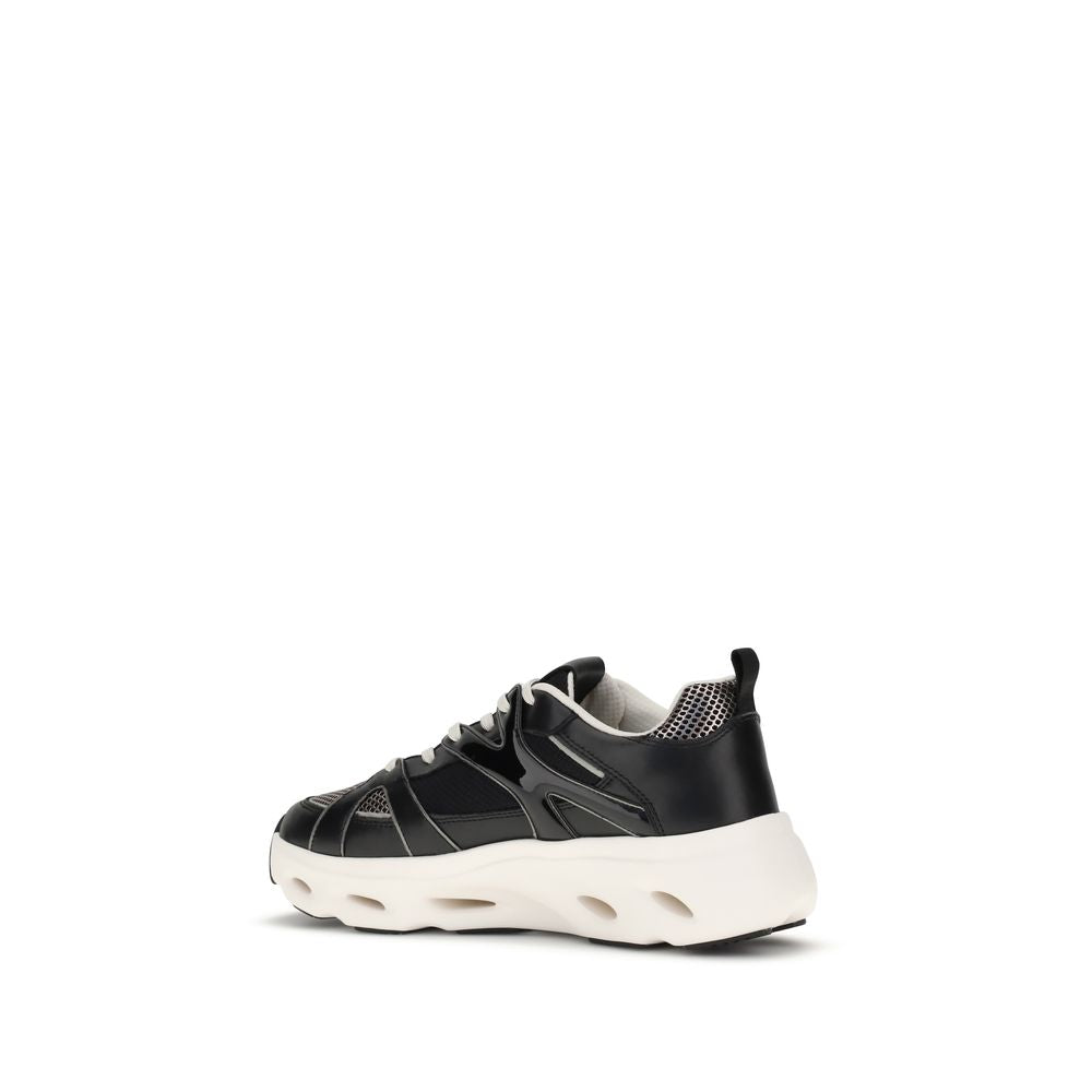 Black Calf Leather Bos Taurus Chunky Sneakers