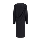 Black Fleece Wool Casual Dress