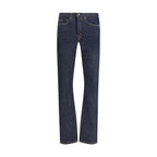 Blue Cotton Straight-Leg Jeans