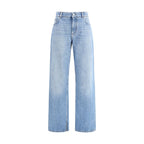 Light Blue Cotton Straight-Leg Jeans