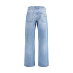 Light Blue Cotton Straight-Leg Jeans