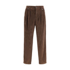 Brown Cotton Casual Pants