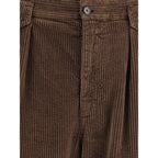 Brown Cotton Casual Pants