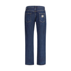 Blue Cotton Straight-Leg Jeans
