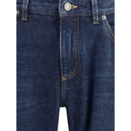 Blue Cotton Straight-Leg Jeans