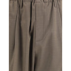 Brown Polyester Casual Pants