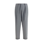 Gray Polyester Casual Pants