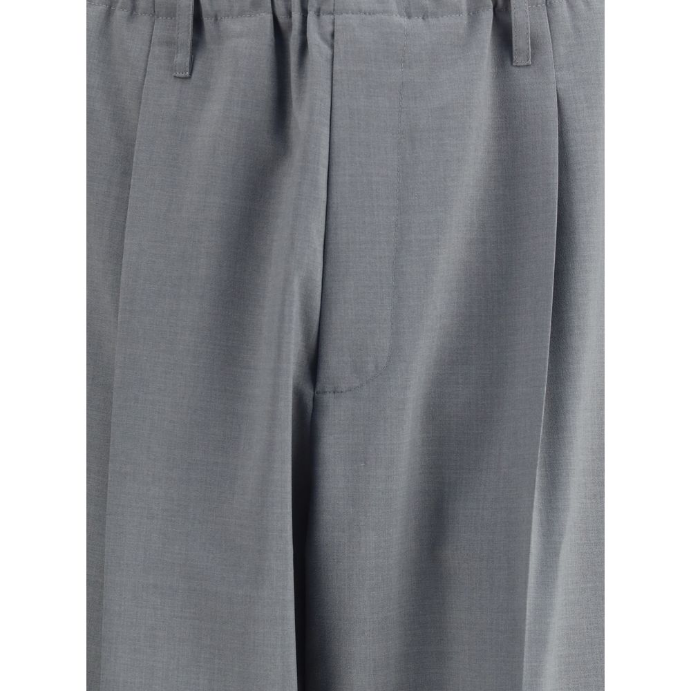 Gray Polyester Casual Pants